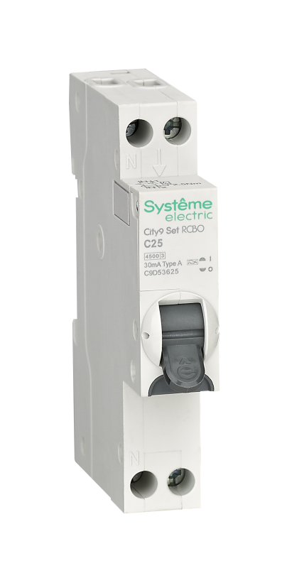 Выключатель автоматический дифференциального тока 2п (1P+N) C 25А 30мА тип A 4.5кА City9 18мм SE C9D53625