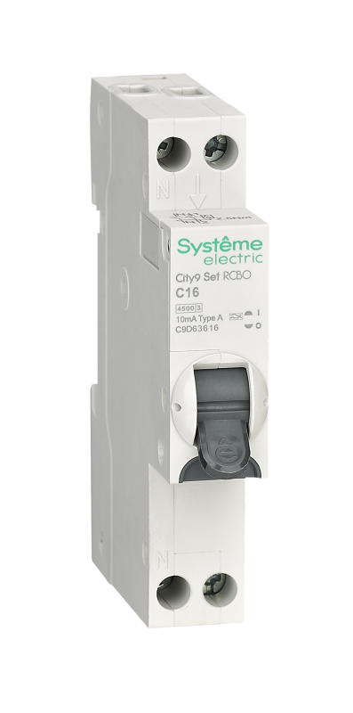 Выключатель автоматический дифференциального тока 2п (1P+N) C 16А 10мА тип A 4.5кА City9 18мм SE C9D63616