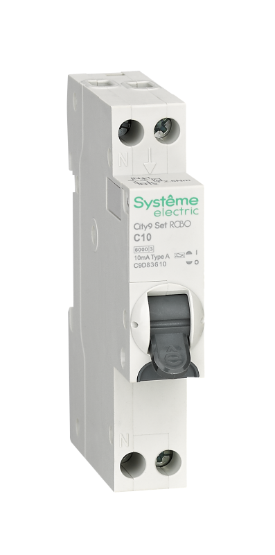 Выключатель автоматический дифференциального тока 2п (1P+N) C 10А 10мА тип A 6кА City9 18мм SE C9D83610