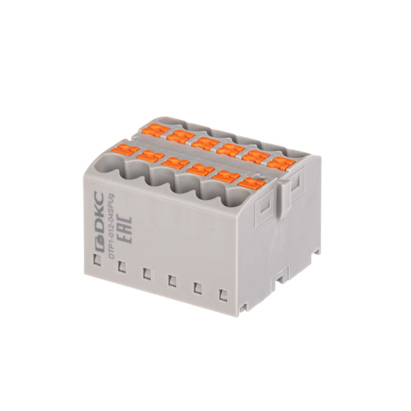 Блок распределительный зажим push-in 12 точек подключения 2.5кв.мм сер. DKC DTP1-012-04SPUG