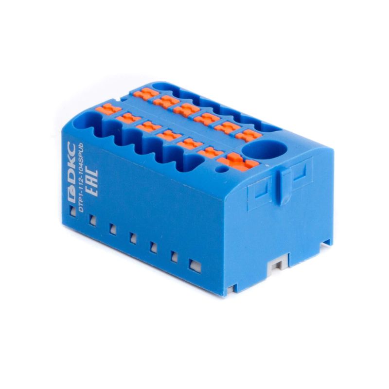 Блок распределительный зажим push-in 1 ввод 6кв.мм 12 точек подключения 2.5кв.мм син. DKC DTP1-112-104SPUB