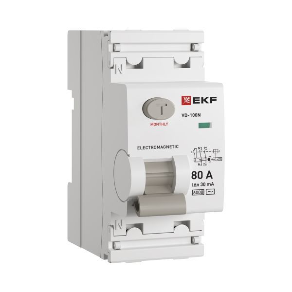 Выключатель дифференциального тока 2п 80А 30мА тип AC 6кА ВД-100N электромех. PROxima EKF E1026M8030