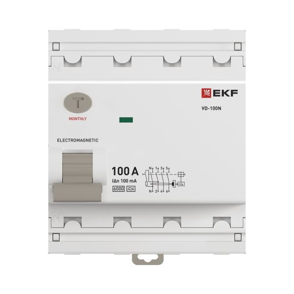Выключатель дифференциального тока 4п 100А 100мА тип A 6кА ВД-100N электромех. PROxima EKF E1046MA100100