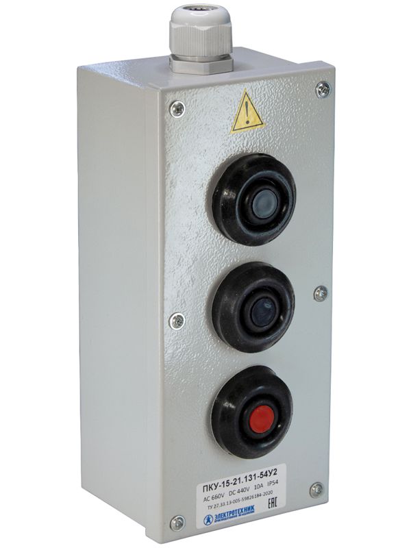 Пост кнопочный ПКУ-15-21.131-54У2 (2хКЕ081/2(1з+1р) черн.+1хКЕ081/2(1з+1р) красн.+PG-19) пост управления Электротехник ET008511