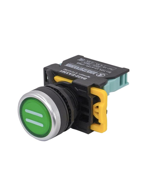 Выключатель кнопочный ВК22-EА3361 1НО с символом "II" цилиндр d22мм IP65 зел. Электротехник ET010780