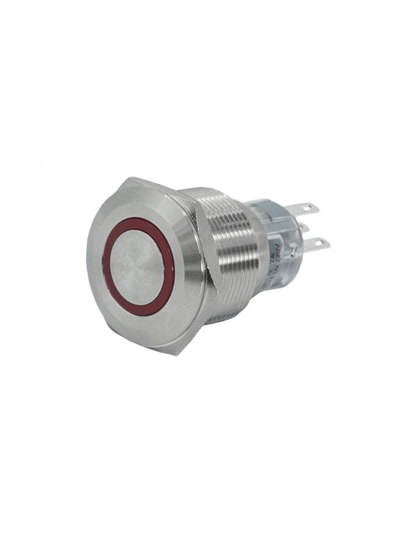 Выключатель кнопочный GQ22-L-11E/R/220V/S 1НО+1НЗ цилиндр с подсветкой 220В AC/DC d22мм IP65 метал. красн. Электротехник ET020094