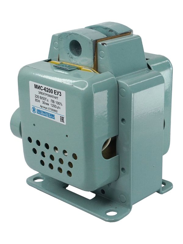 Электромагнит МИС-6200 ЕУЗ 220В толкающее исп. ПВ-100% IP20 c жесткими выводами Электротехник ET053662