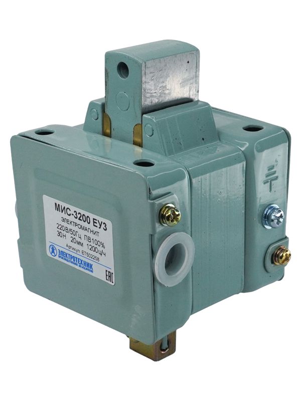 Электромагнит МИС 3200 ЕУ3 220В толкающее исполнение ПВ 100% IP20 с жесткими выводами Электротехник ET502258