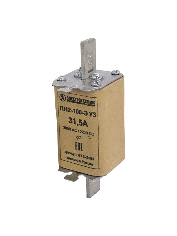 Вставка плавкая ПН2-100-Э У3 на 31.5А стальные ножи Электротехник ET522863