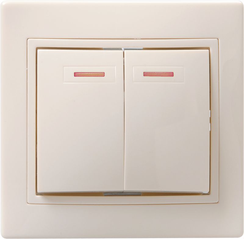 Выключатель 2-кл. СП Кварта 10А IP20 ВС10-2-1-ККм с индикацией крем. GENERICA EVK21-K33-10-DM