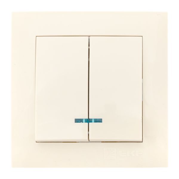 Выключатель 2-кл. СП Валенсия 10А IP20 с индикатором крем. PROxima EKF EWV10-123-20