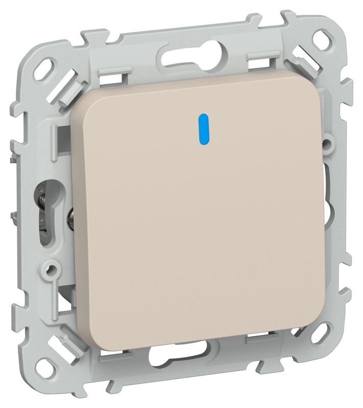 Выключатель кнопочный 1-кл. СП FLITE ВС11-2-1-ФлЛ 10А с индикацией механизм льняной IEK FI-V14-1-10-1-K88