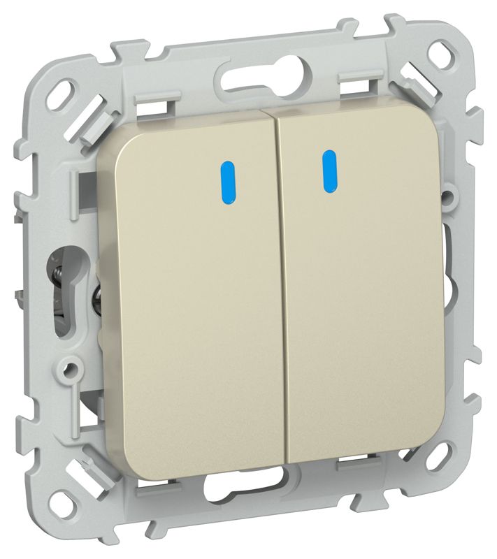 Выключатель 2-кл. СП FLITE ВС12-1-1-ФлШ 10А с индикацией механизм шампань IEK FI-V20-1-10-1-K37