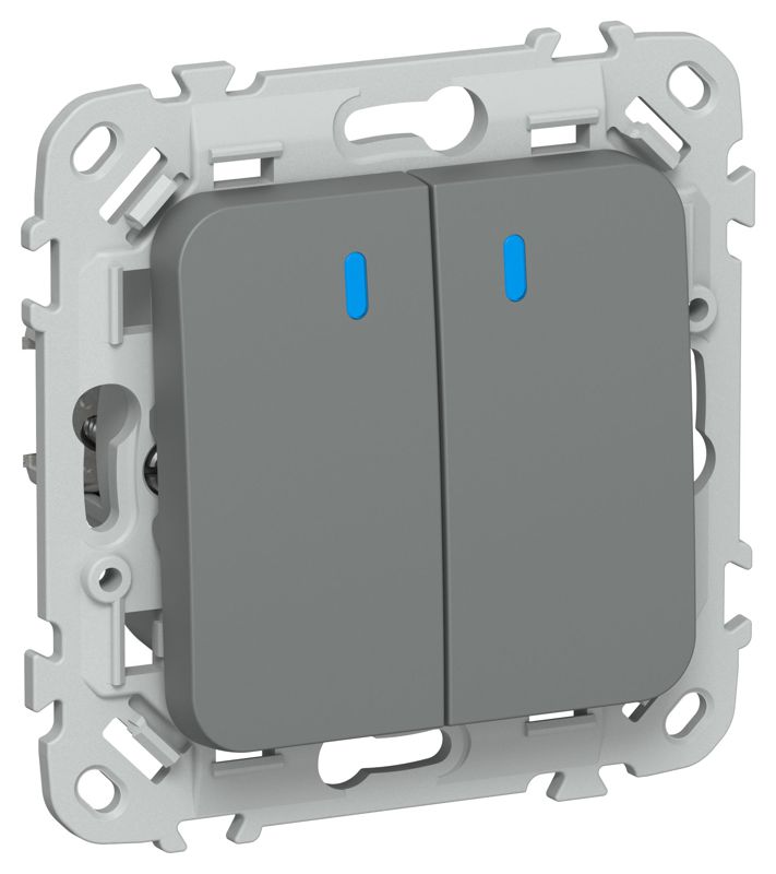 Выключатель 2-кл. СП FLITE ВС12-1-1-ФлМА 10А с индикацией механизм мокрый асфальт IEK FI-V20-1-10-1-K80