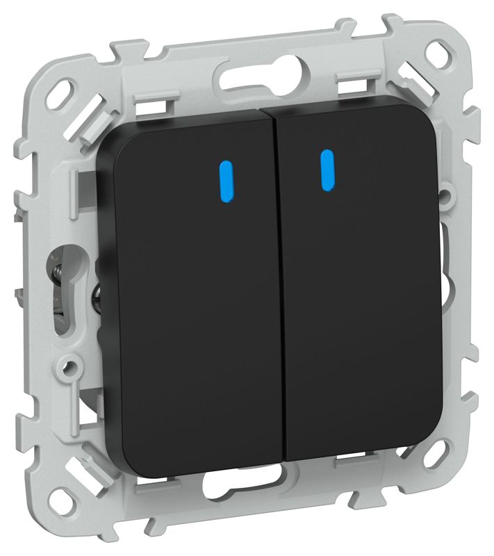 Выключатель проходной 2-кл. СП FLITE ВС62-1-1-ФлЧ 10А с индикацией механизм черн. IEK FI-V22-1-10-1-K02