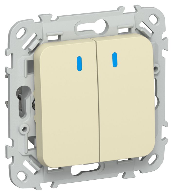 Выключатель проходной 2-кл. СП FLITE ВС62-1-1-ФлН 10А с индикацией механизм навахо IEK FI-V22-1-10-1-K87