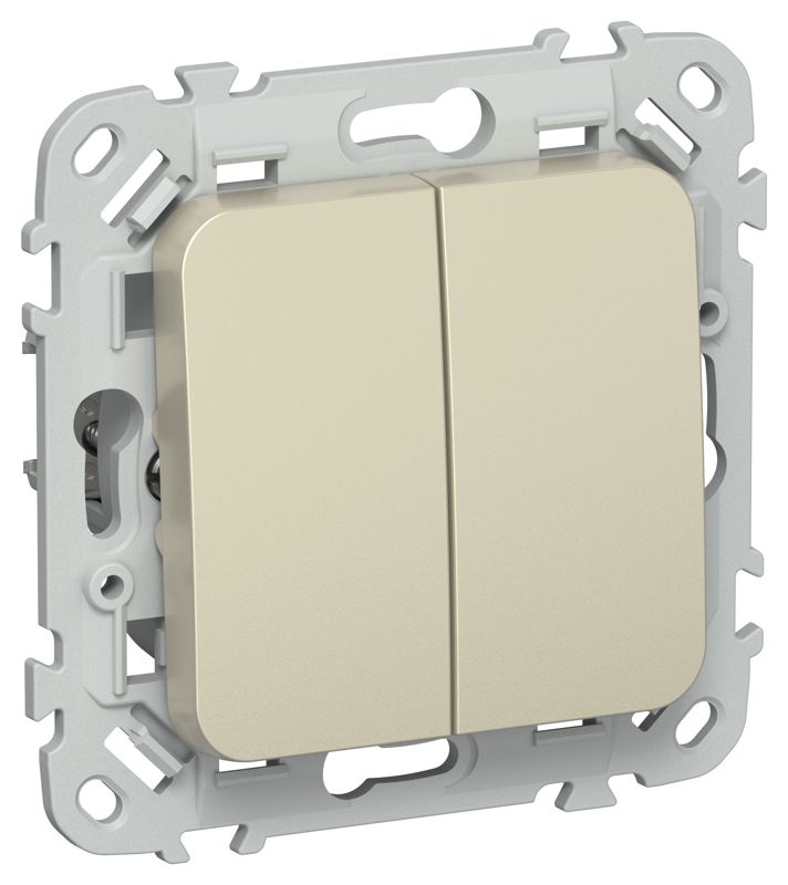 Выключатель кнопочный 2-кл. СП FLITE ВС12-2-0-ФлШ 10А механизм шампань IEK FI-V24-0-10-1-K37