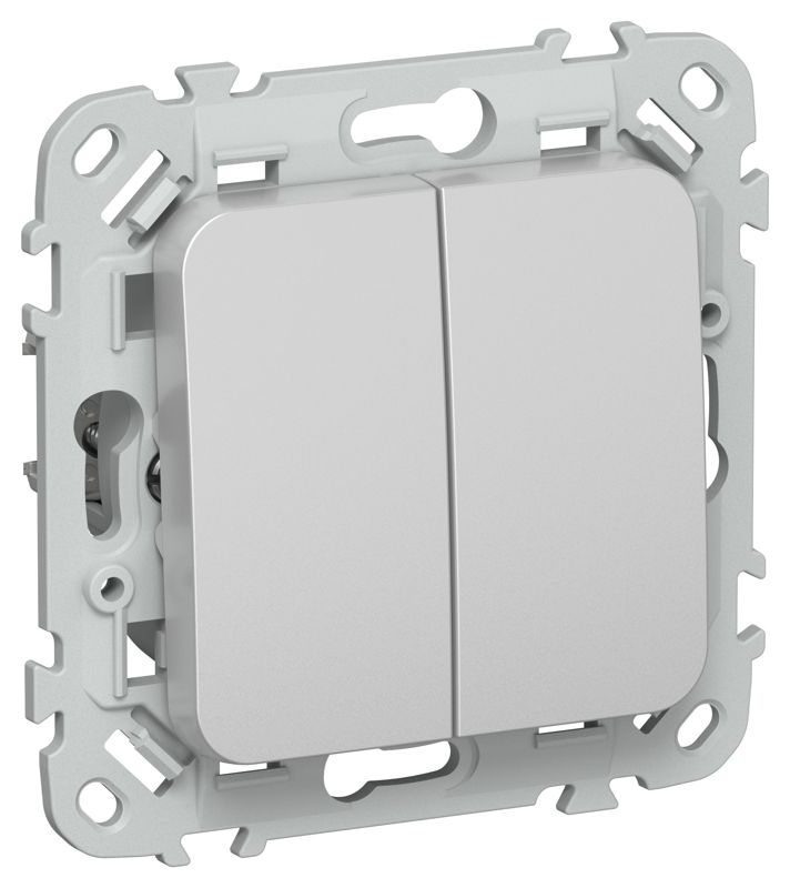 Выключатель кнопочный 2-кл. СП FLITE ВС12-2-0-ФлА 10А механизм алюм. IEK FI-V24-0-10-1-K47