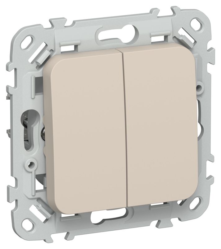 Выключатель кнопочный 2-кл. СП FLITE ВС12-2-0-ФлЛ 10А механизм льняной IEK FI-V24-0-10-1-K88