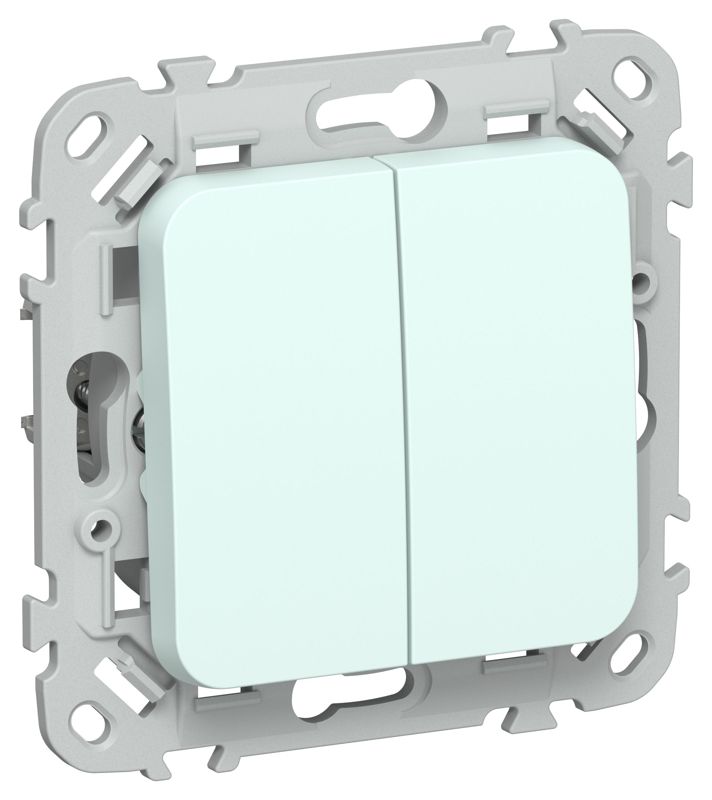 Выключатель кнопочный 2-кл. СП FLITE ВС12-2-0-ФлХЛ 10А механизм холод. лед IEK FI-V24-0-10-1-K94