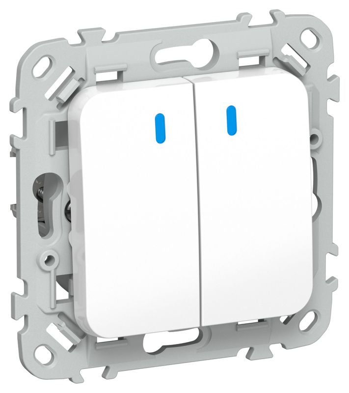 Выключатель кнопочный 2-кл. СП FLITE ВС12-2-1-ФлБ 10А с индикацией механизм бел. IEK FI-V24-1-10-1-K01