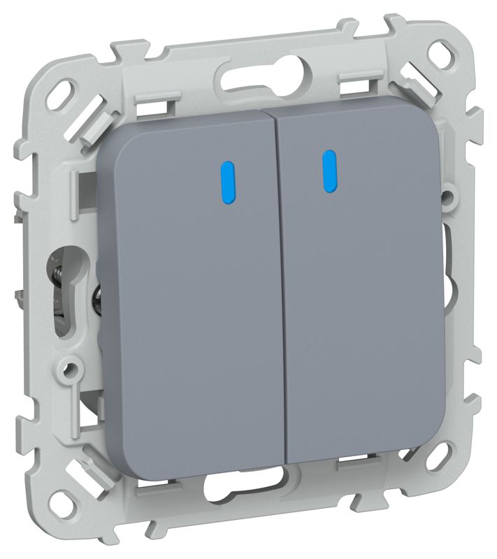 Выключатель кнопочный 2-кл. СП FLITE ВС12-2-1-ФлМ 10А с индикацией механизм маренго IEK FI-V24-1-10-1-K35