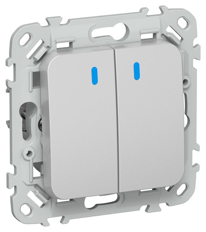 Выключатель кнопочный 2-кл. СП FLITE ВС12-2-1-ФлА 10А с индикацией механизм алюм. IEK FI-V24-1-10-1-K47