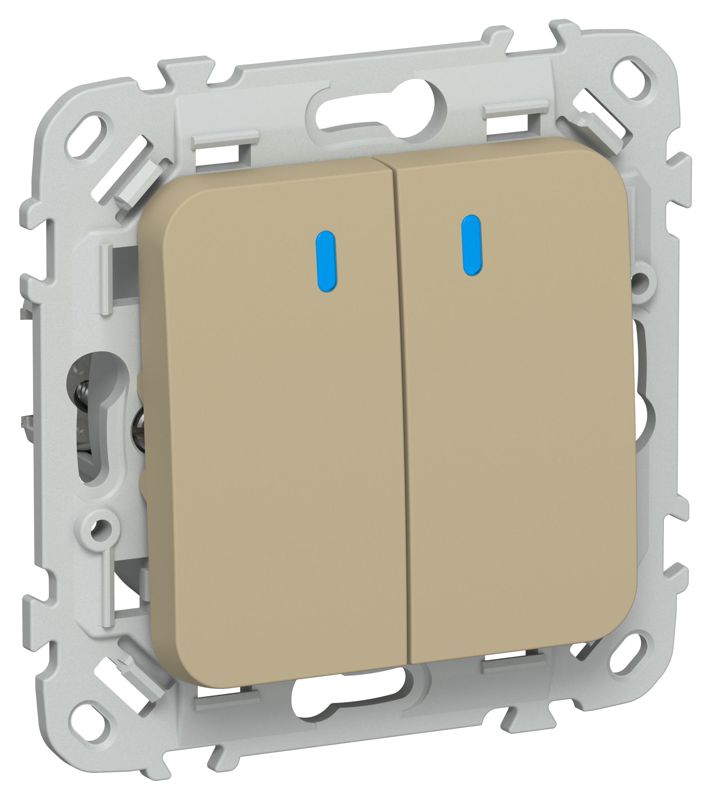 Выключатель кнопочный 2-кл. СП FLITE ВС12-2-1-ФлХ 10А с индикацией механизм хаки IEK FI-V24-1-10-1-K59