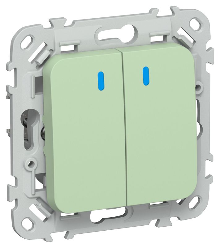 Выключатель кнопочный 2-кл. СП FLITE ВС12-2-1-ФлФ 10А с индикацией механизм фисташк. IEK FI-V24-1-10-1-K93