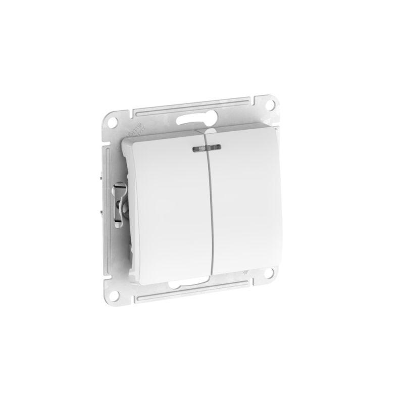 Выключатель 2-кл. Glossa (сх. 5а) 10AX с подсветкой быстрозажим. клем. механизм бел. SE GSL000153S