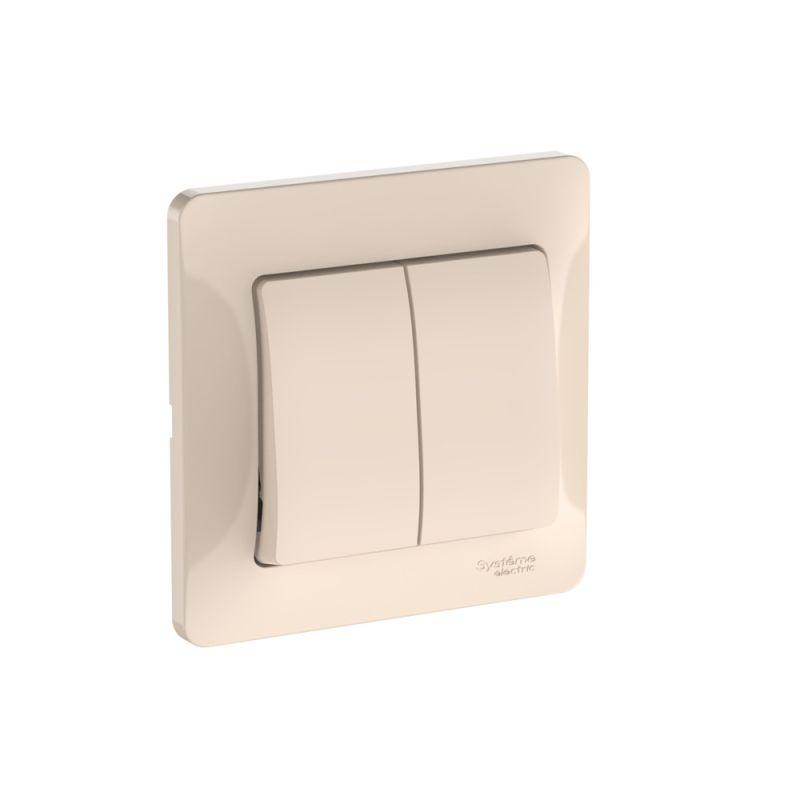 Выключатель 2-кл. Glossa (сх. 5) 10AX быстрозажим. клем. в сборе беж. SE GSL000252S