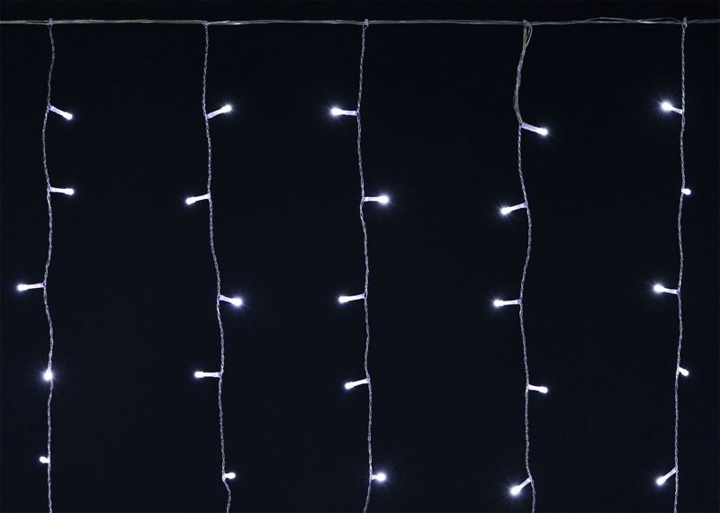 Гирлянда "Занавес" 2х2м 240LED бел. IP44 провод прозр. 230В транзит IEK LGDU201-2-240-L2-T-S-44