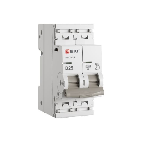 Выключатель автоматический модульный 2п D 25А 6кА ВА 47-63N PROxima EKF M636225D