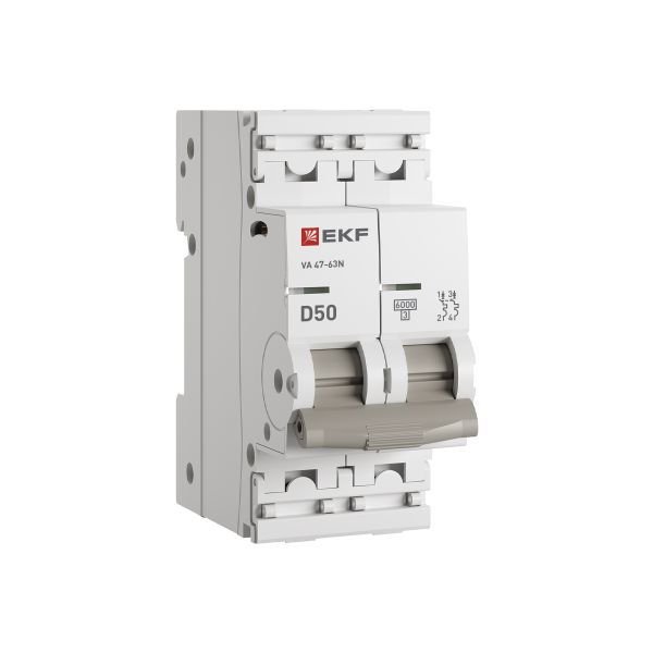 Выключатель автоматический модульный 2п D 50А 6кА ВА 47-63N PROxima EKF M636250D