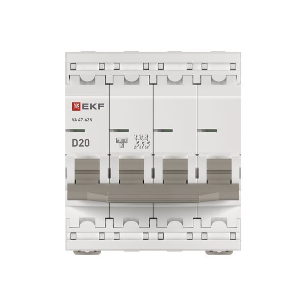 Выключатель автоматический модульный 4п D 20А 6кА ВА 47-63N PROxima EKF M636420D