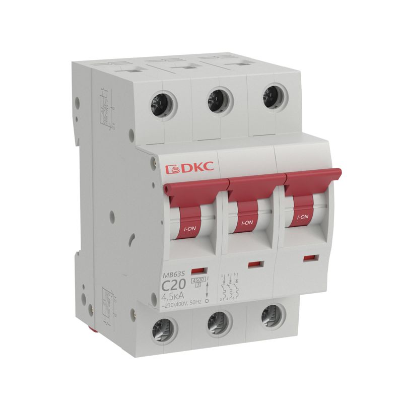 Выключатель автоматический модульный 3п C 20А 6кА MB63 YON MB63N-3PC20