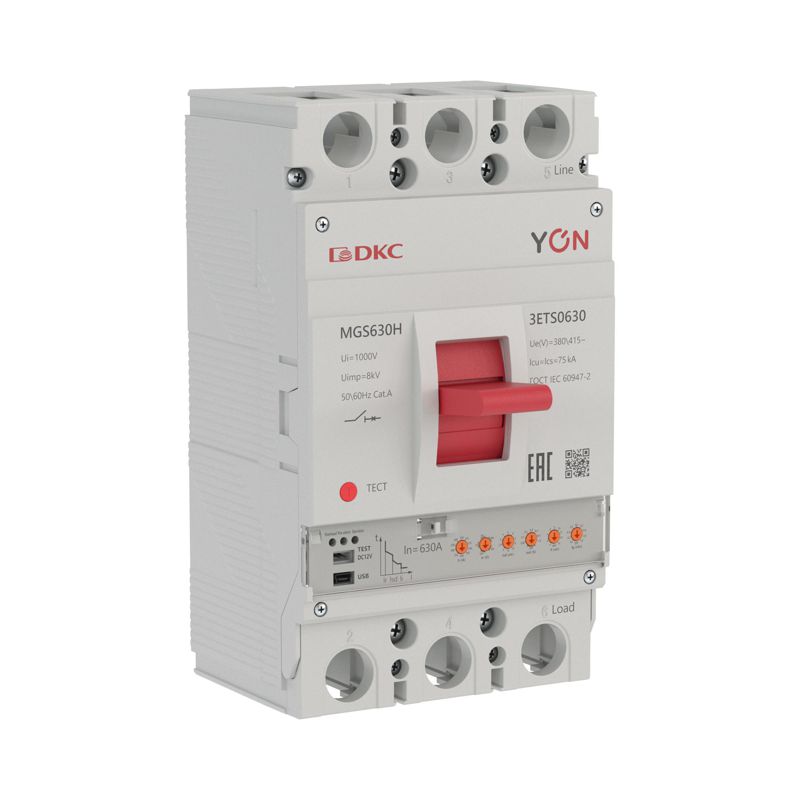 Выключатель автоматический 3п 252-630А 60кА MGS630S с электронным расцепителем ETS YON MGS630S-3ETS0630