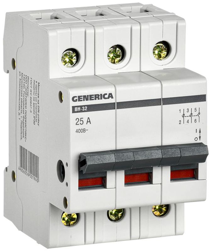 Выключатель нагрузки (мини-рубильник) 3п 25А ВН-32 GENERICA MNV15-3-025