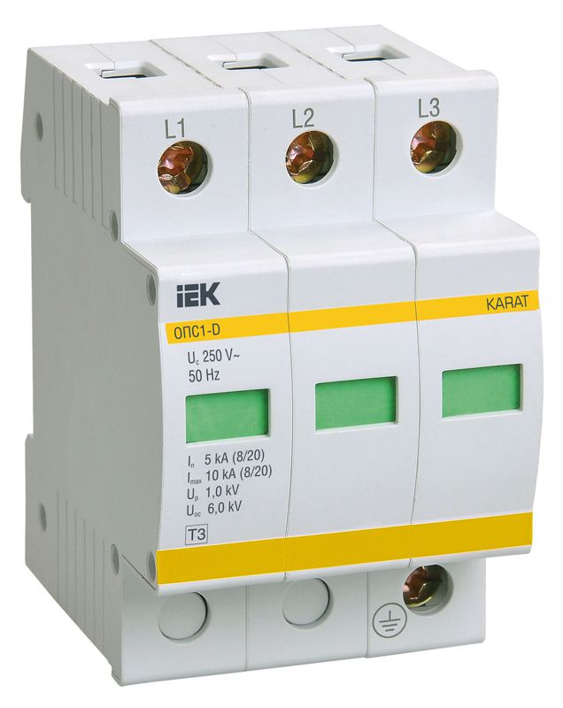 Ограничитель перенапряжения ОПС1-D 3P KARAT IEK MOP20-3-D