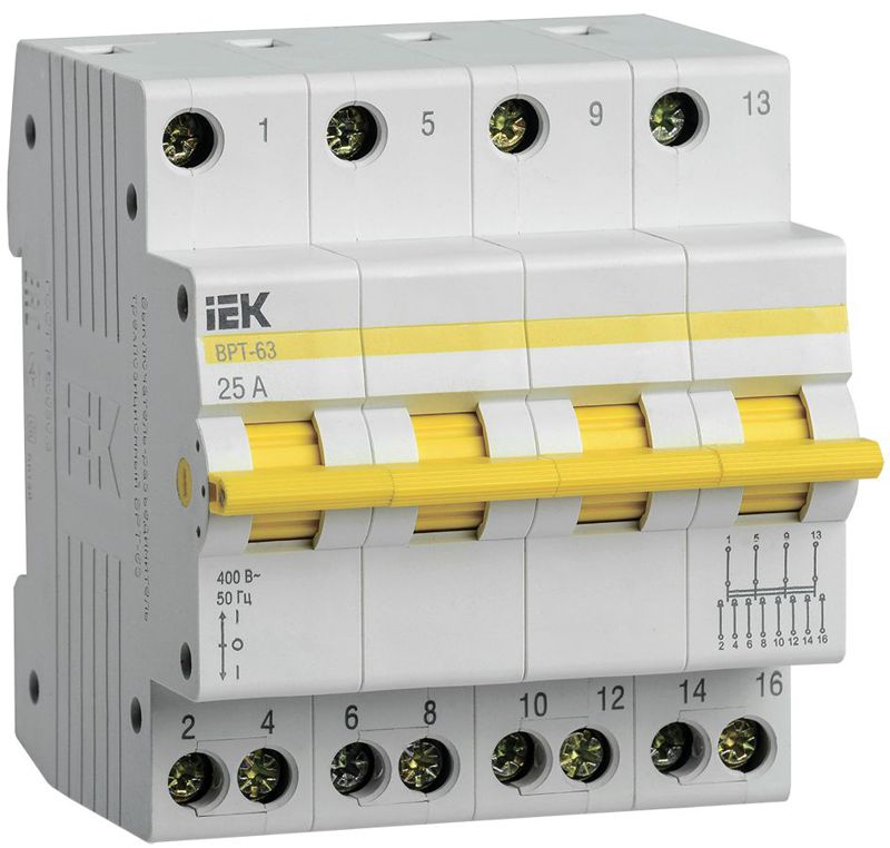 Выключатель-разъединитель трехпозиционный 4п ВРТ-63 25А KARAT IEK MPR10-4-025