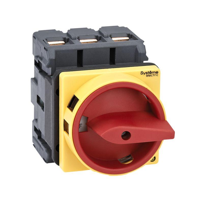 Выключатель-разъединитель 3п 100А IP20 с красн. рукоят. на дверцу 4 винтами с замком SE MSD100310R