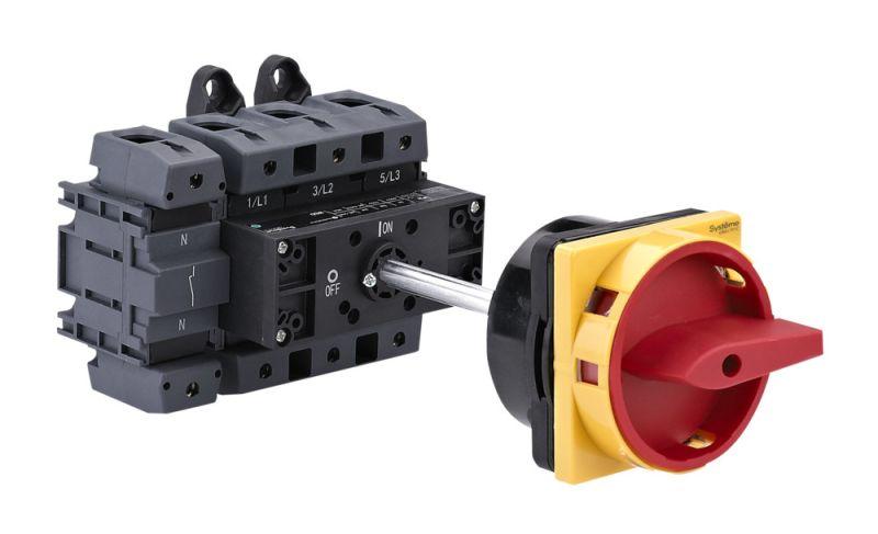 Выключатель-разъединитель 4п 175А IP20 с красн. выносн. рукоят. на дин-рейке/плате с замком SE MSD175440R