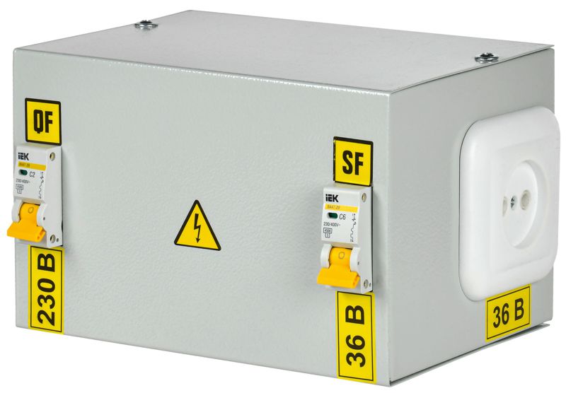 Ящик с понижающим трансформатором ЯТП 0.25 230/36В (2 авт. выкл.) 36 УХЛ4 IP30 IEK MTT12-036-0250