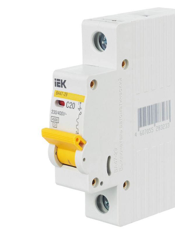 Выключатель автоматический модульный 1п C 20А 4.5кА ВА47-29 KARAT IEK MVA20-1-020-C