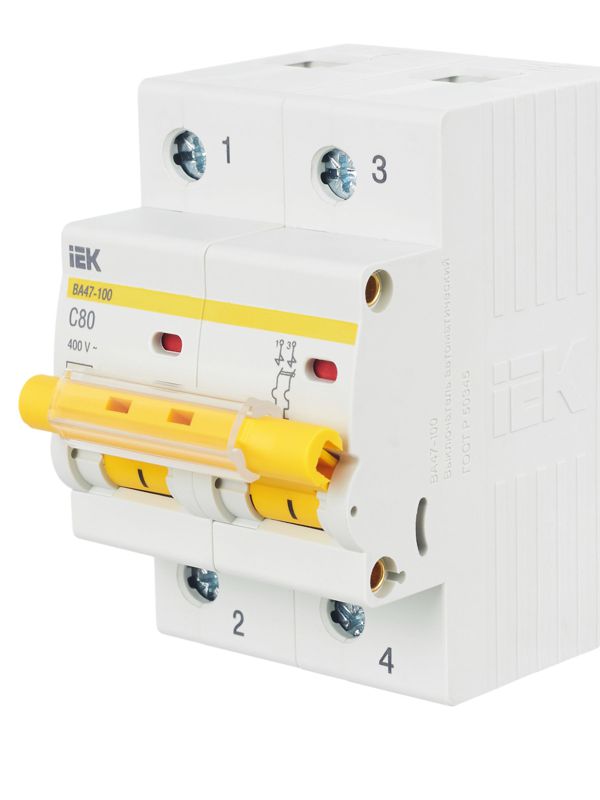 Выключатель автоматический модульный 2п C 80А 10кА ВА47-100 KARAT IEK MVA40-2-080-C