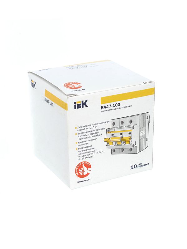 Выключатель автоматический модульный 3п C 63А 10кА ВА47-100 KARAT IEK MVA40-3-063-C