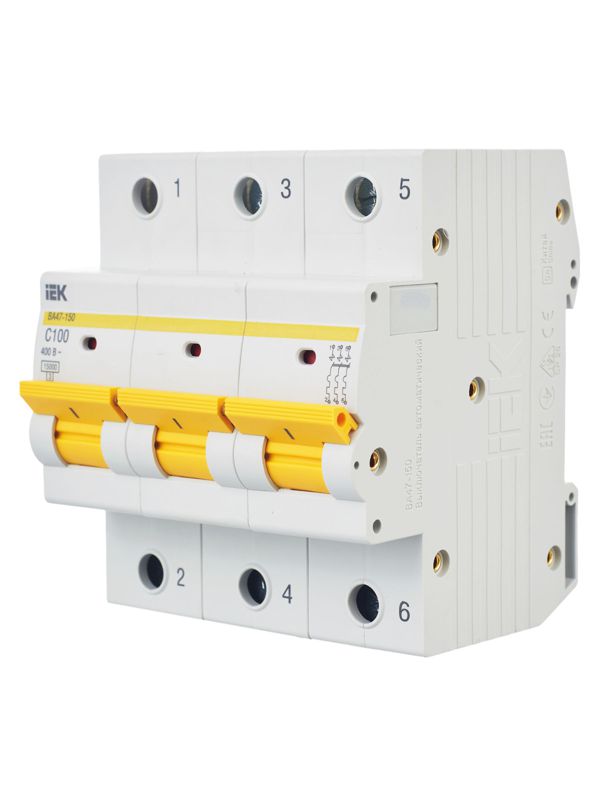 Выключатель автоматический модульный 3п C 100А 15кА ВА47-150 KARAT IEK MVA50-3-100-C