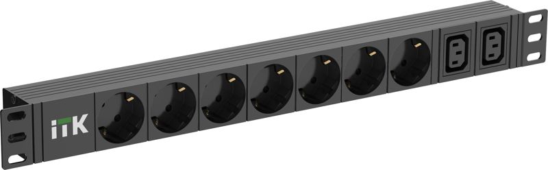 Блок розеток 7-м PDU немец. станд. + 2 С13 1U шнур 2м немец. станд. ITK PH22-7D2C131-P