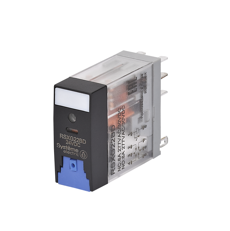 Реле 8А 2перекл. 24В DC тест кнопка LED SE RSXG22BD