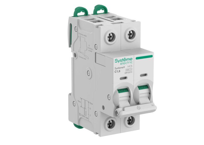 Выключатель автоматический 2п C 1.6А 6кА Systeme9 400В SE S9F22272